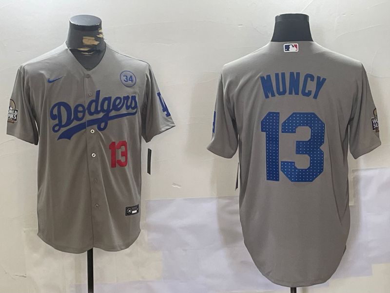 Men Los Angeles Dodgers #13 Muncy Grey Game 2024 Nike MLB Jersey style 11202